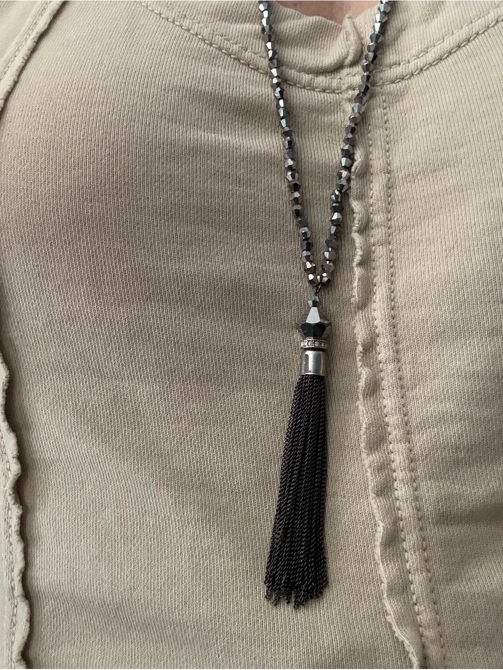 Black Beaded Tassel Necklace - Women Jewelry